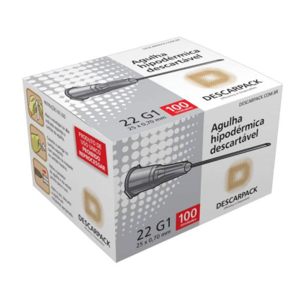 AGULHA DESCARTAVEL 25 X 07 COM 100