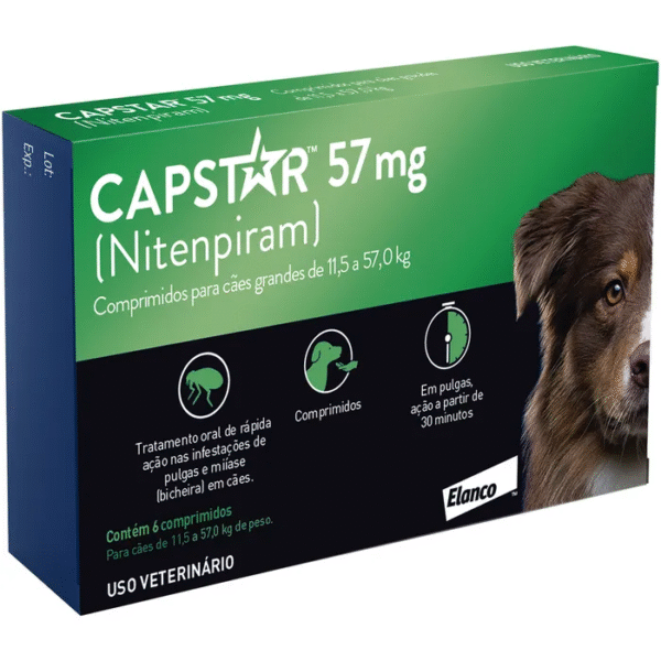 CAPSTAR 57MG 11,5 A 57KG COM 6 COMPRIMIDO | Antipulgas