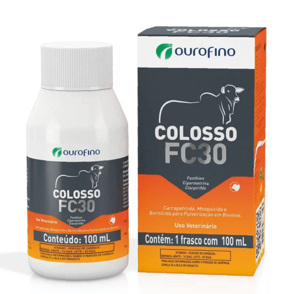 COLOSSO FC30 PULVERIZAÇÃO 100ml - OURO FINO | Tratamento de Carrapatos, bernes e mosca dos chifres