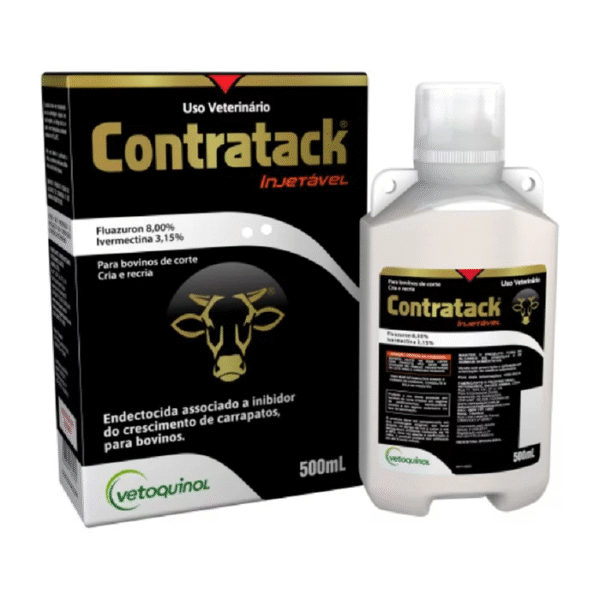 CONTRATACK INJETAVEL 500ML | Tratamento contra verminoses e desenvolvimento do carrapatos em bovinos