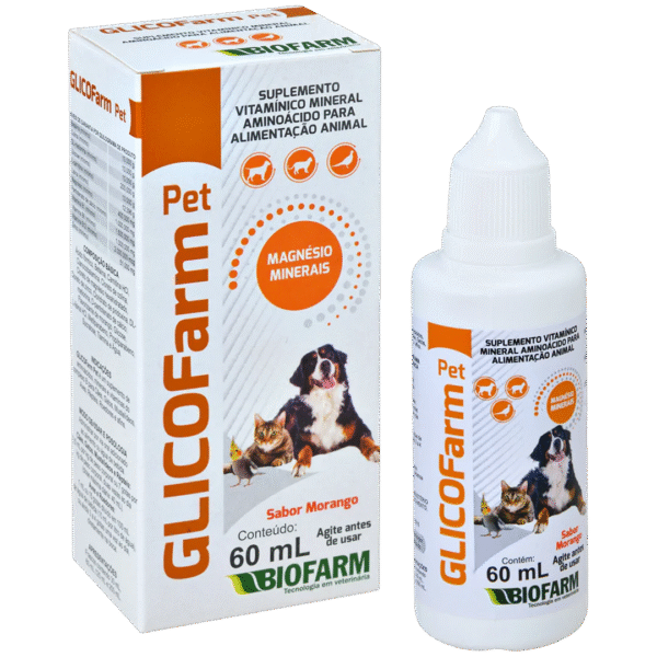 GLICOFARM PET 60ML | Suplementação de aminoácidos, minerais quelatados e vitaminas de complexo B