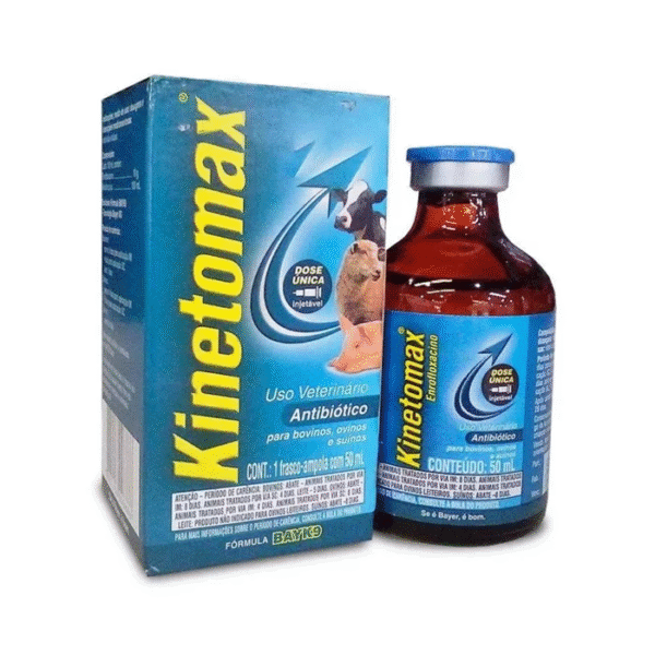 Antibiótico Kinetomax de Amplo Espectro Injetável para Bovinos, Ovinos e Suínos 50ML