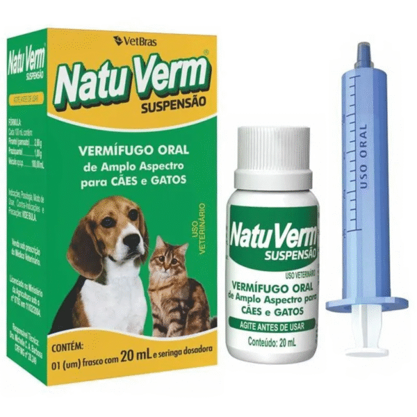 Natu Verm Suspensão 20mL | Vermífugo para cães e gatos