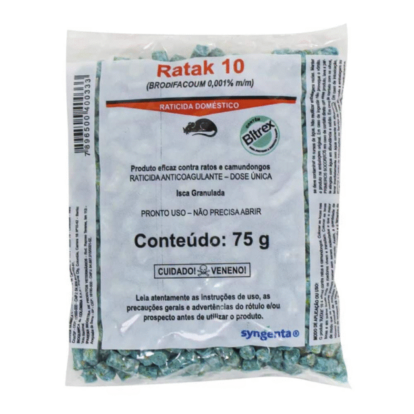 RATAK 10 75G - PACOTE 60 UNIDADES | Raticida