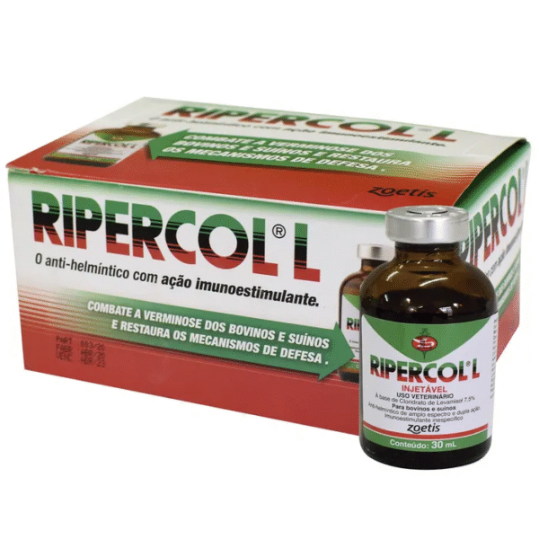 RIPERCOL INJETAVEL 30 ML | Injetável combate a verminose gastrointestinal e pulmonar dos bovinos e suínos