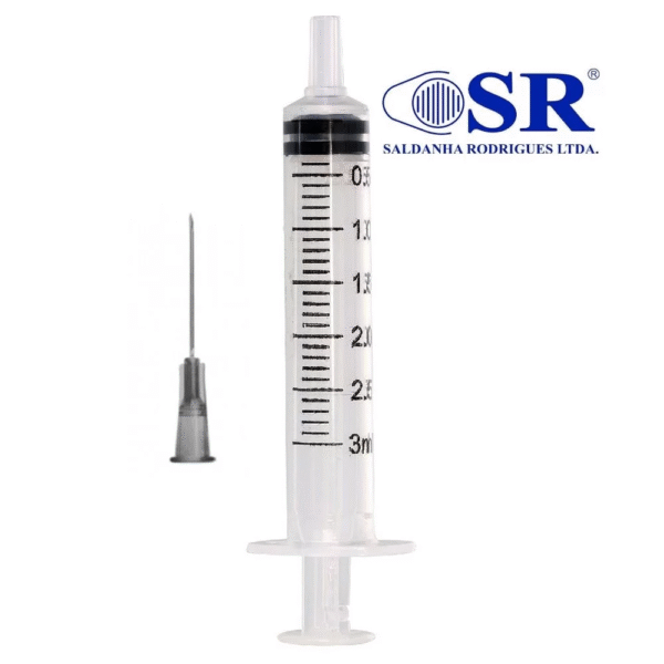 SERINGA 3ML PY COM AGULHA 25X0,7, ROSQ. SR - VENDA MIN 50 UN