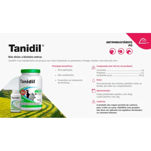 Tanidil 200 GR | tratamento e prevenção das miíases (bicheiras) em bovinos equinos suínos e ovinos - Imagem 2