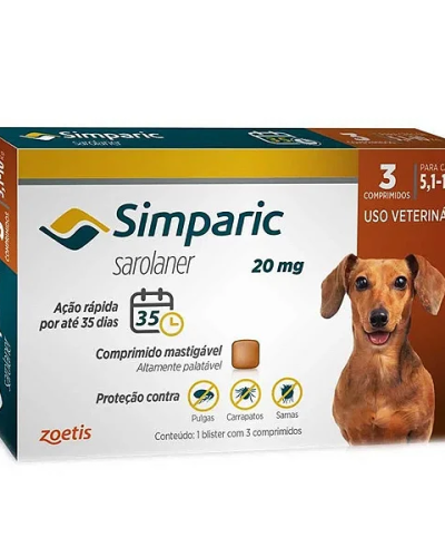 SIMPARIC 20MG COM 3 COMPRIMIDOS 5,1 A 10KG
